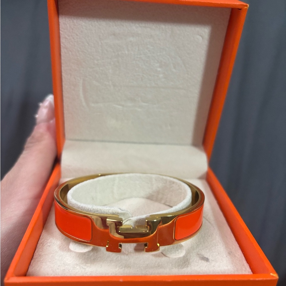 Hermès Orange Enamel Bracelet